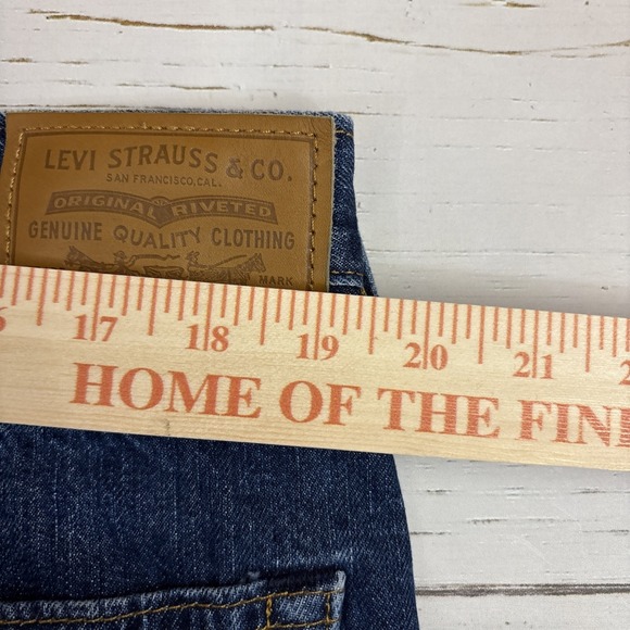 Levi's 505 Selvedge Jeans Mens 38x32 Blue Denim Straight Zip Fly Dark Wash - Picture 12 of 14